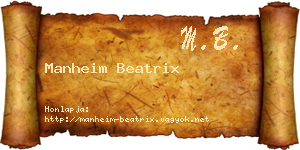 Manheim Beatrix névjegykártya